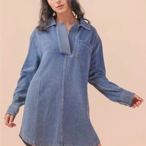 Classic Blue Denim Shirt Dress